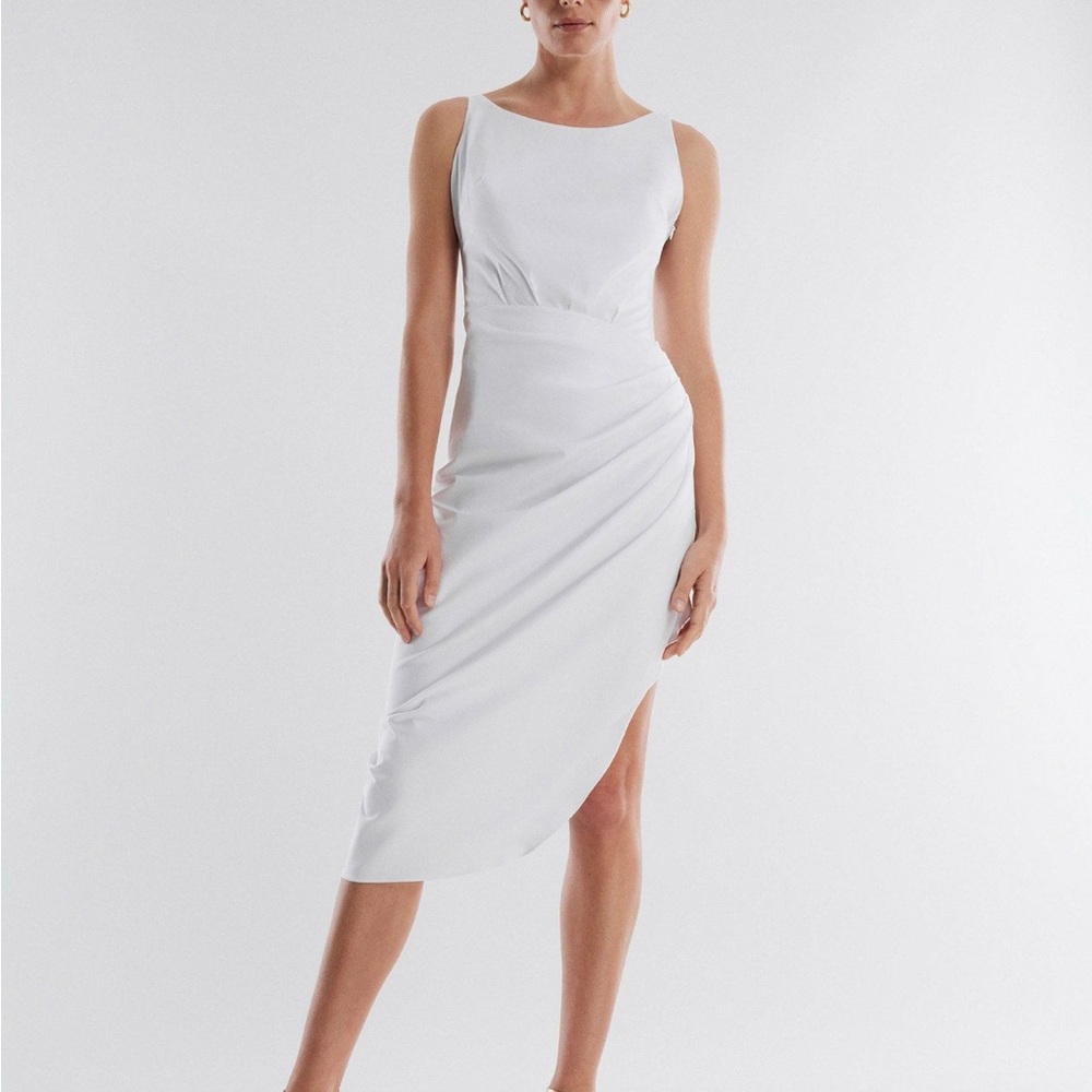 BCBG Aspen Shirred Dress, Optic White